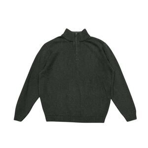 ★ L.L. Bean Forest Green 1/4 Zip Sweater w/ Ribbed Collar & Hem ★